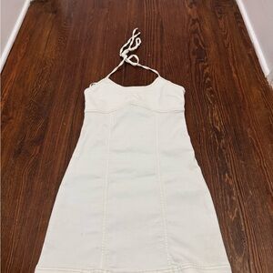 Aerie Cream denim Halter dress